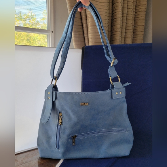 MSK Blue Adjustable Strap Purse Bag Unisex All Occasion  - Picture 16 of 16